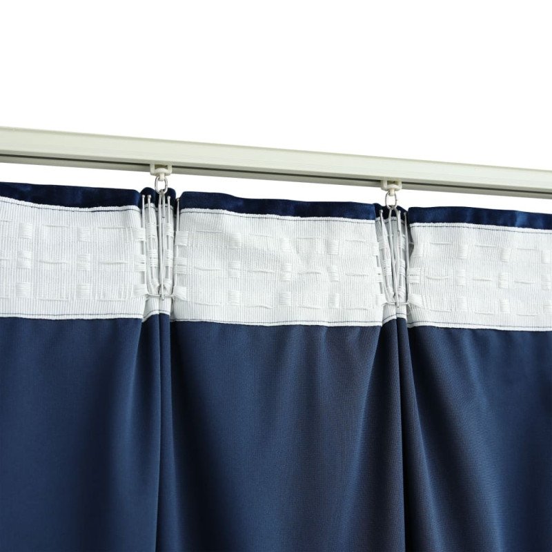 vidaXL Zatemňovacie závesy 2 ks s háčikmi, zamat, tmavomodré 140x175cm