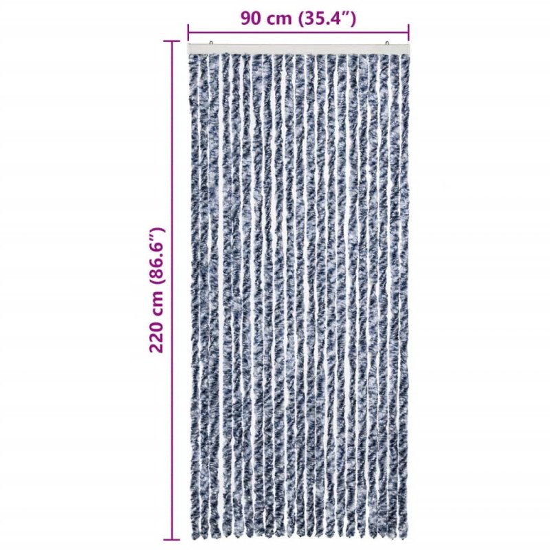 vidaXL Záves proti hmyzu, modrý, biely a strieborný 90x220 cm, ženilka