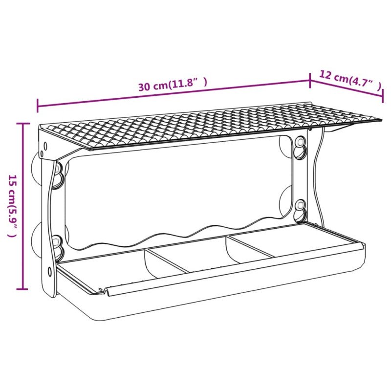 vidaXL Kŕmidlá pre vtáky na okno 2 ks akrylové 30x12x15 cm