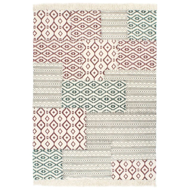 vidaXL Ručne tkaný koberec Kilim bavlna 120x180 cm potlač farebný