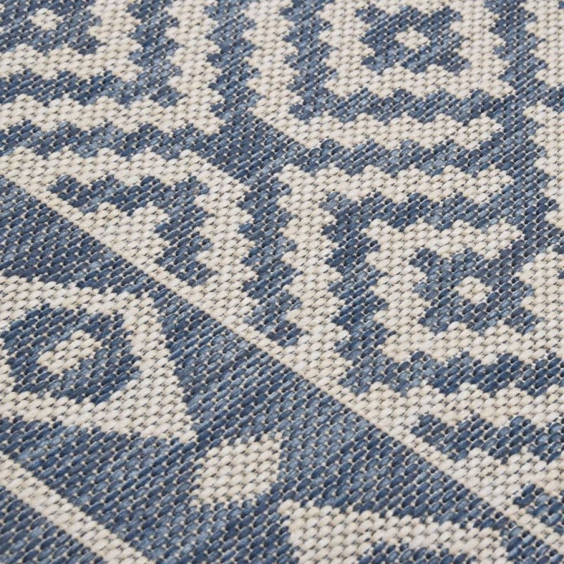 vidaXL Vonkajší koberec s plochým tkaním 160x230 cm modrý vzorovaný