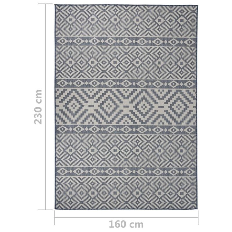 vidaXL Vonkajší koberec s plochým tkaním 160x230 cm modrý vzorovaný