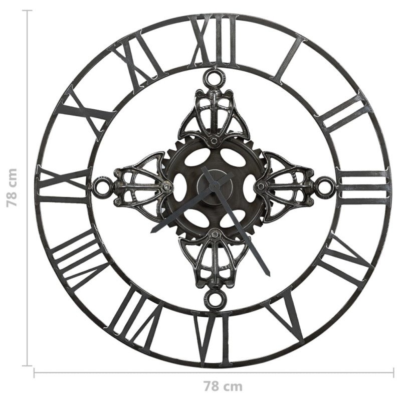 321457 vidaXL Wall Clock Silver 78 cm Metal
