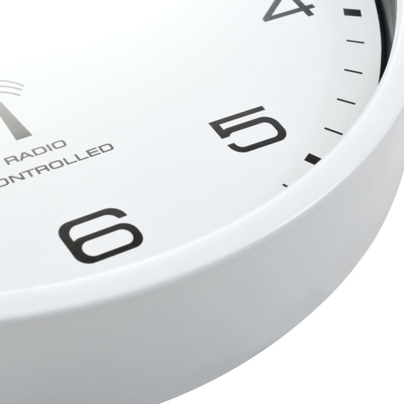 vidaXL Rádiom ovládané nástenné hodiny s pohonom Quartz biele 31 cm