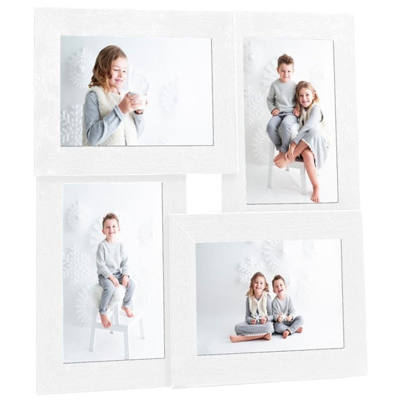 vidaXL Kolážový fotorámik na 4 fotky (13x18 cm) biely MDF