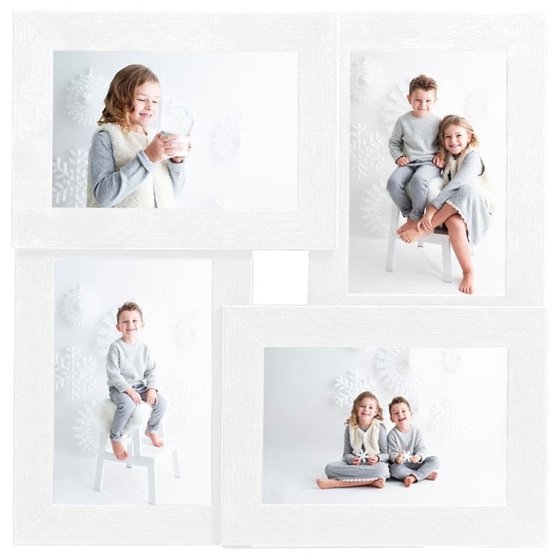 vidaXL Kolážový fotorámik na 4 fotky (13x18 cm) biely MDF