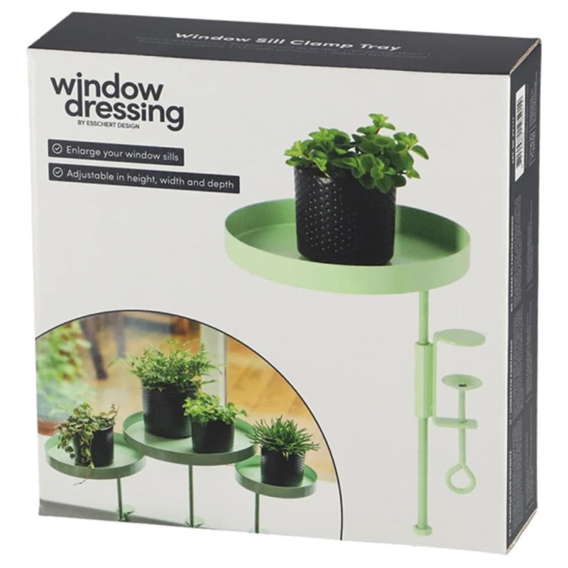Esschert Design Podnos na rastliny so svorkami okrúhly zelený M