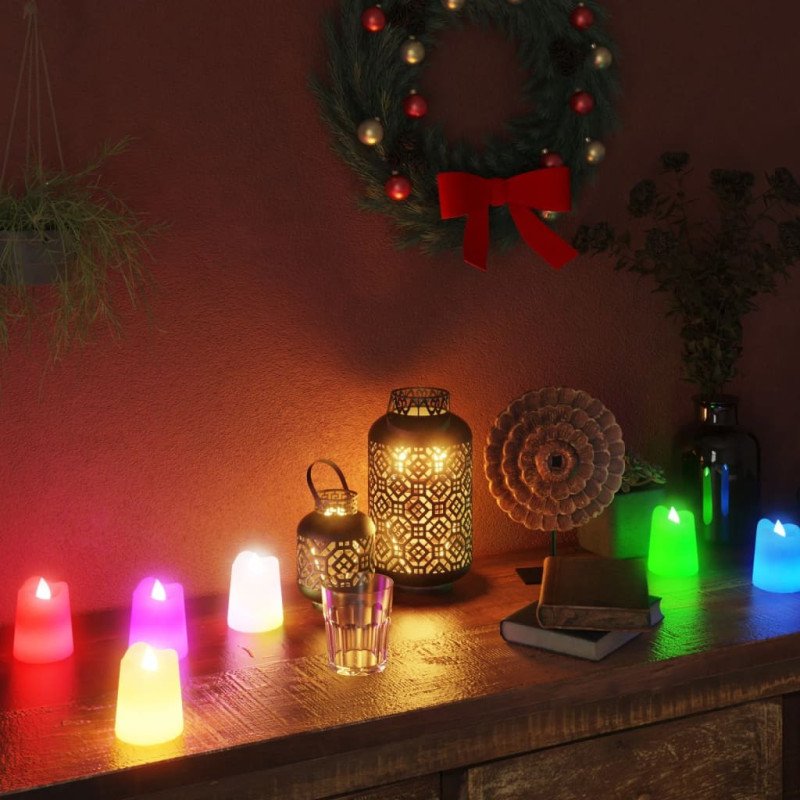 vidaXL Elektrické čajové sviečky bez plameňa LED 12 ks farebné