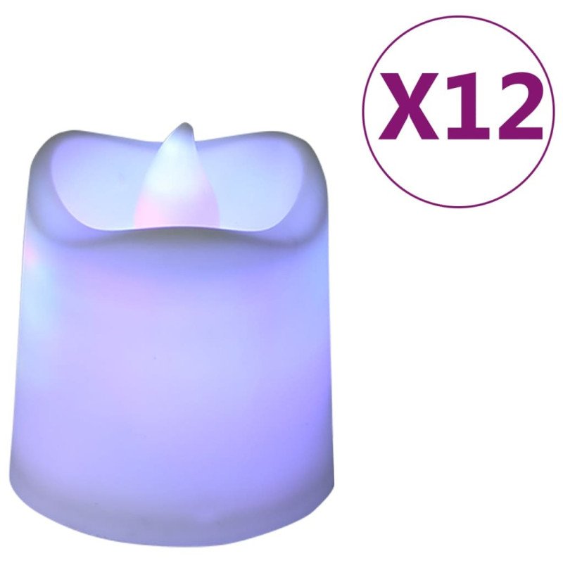 vidaXL Elektrické čajové sviečky bez plameňa LED 12 ks farebné