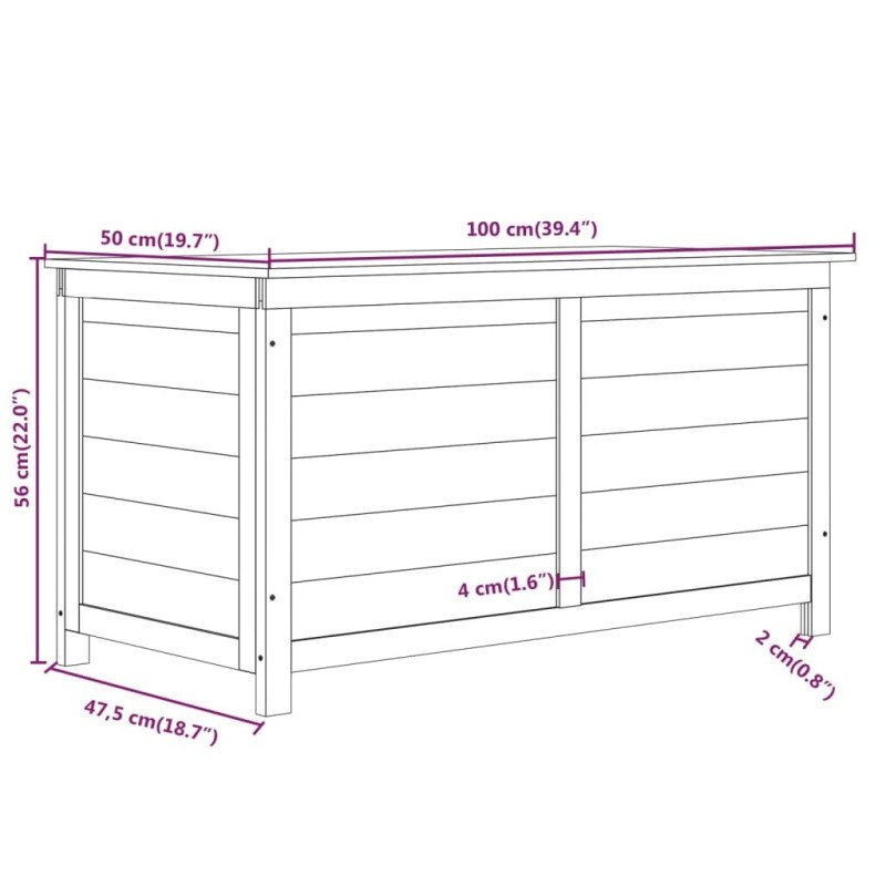 vidaXL Vonkajší box na vankúše biely 100x50x56 cm jedľový masív