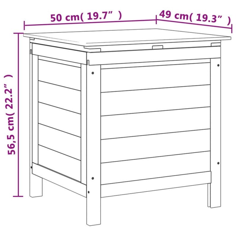 vidaXL Záhradný úložný box biely 50x49x56,5 cm, jedľový masív