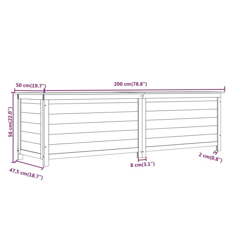 vidaXL Vonkajší box na vankúše 200x50x56 cm masívne jedľové drevo