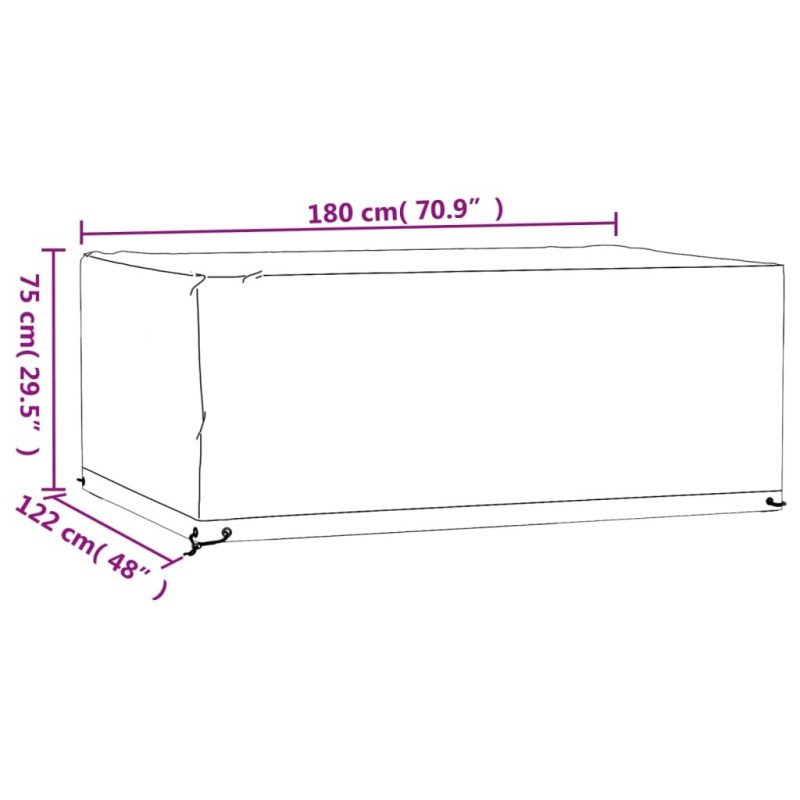 vidaXL Obaly na záhradný nábytok 2 ks 8 očiek 180x122x75cm obdĺžnikový