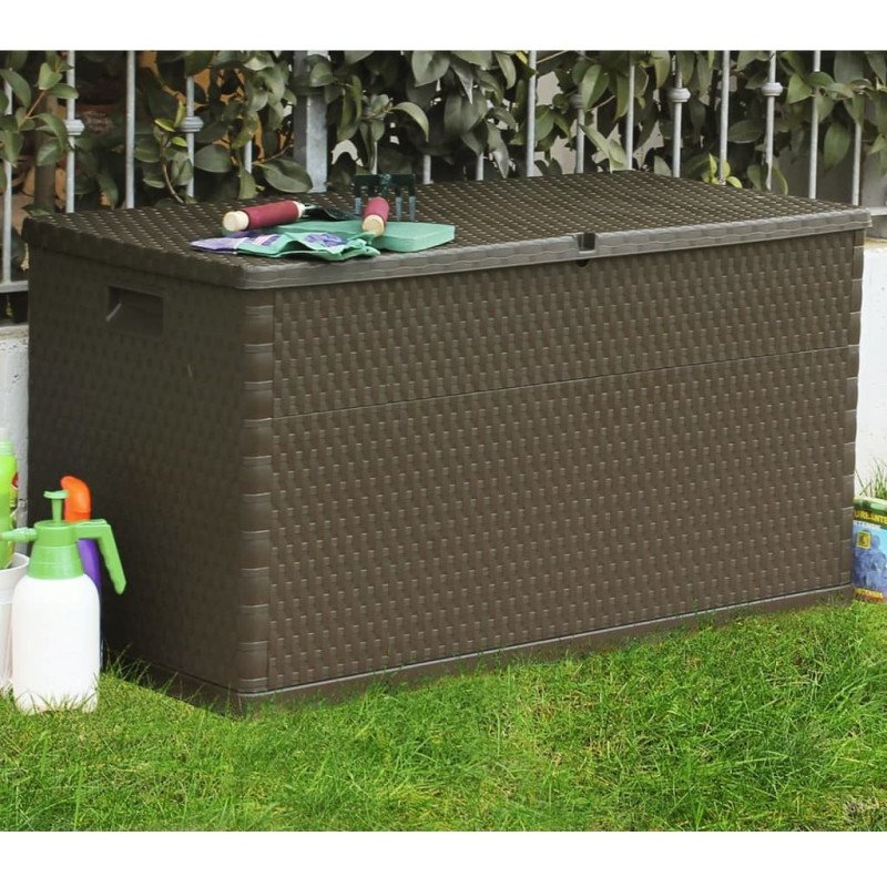 vidaXL Záhradný úložný box, hnedý 120x56x63 cm, PP ratan