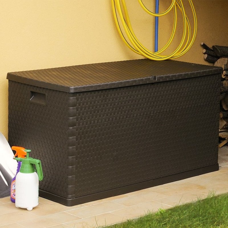 vidaXL Záhradný úložný box, hnedý 120x56x63 cm, PP ratan
