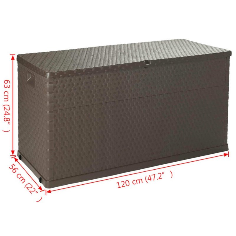 vidaXL Záhradný úložný box, hnedý 120x56x63 cm, PP ratan