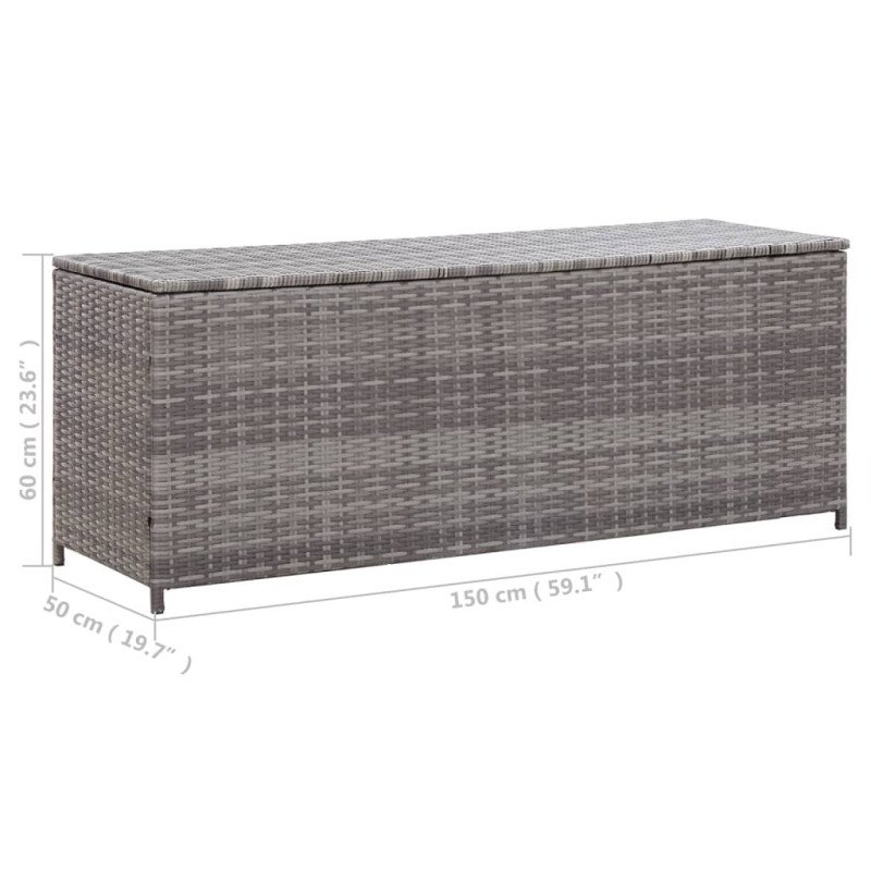 vidaXL Záhradný úložný box, sivý 150x50x60 cm, polyratan 