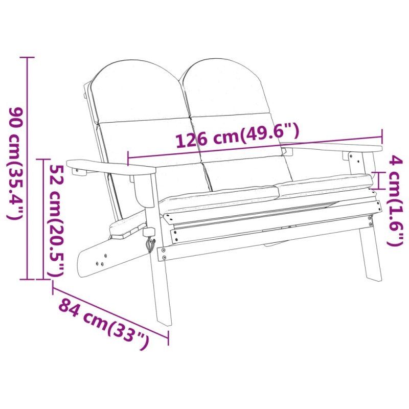 vidaXL Adirondack Záhradná lavička s vankúšmi 126 cm masívna akácia