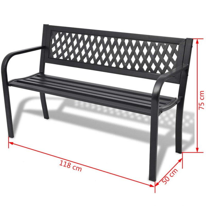 vidaXL Záhradná lavička 118 cm, oceľ, čierna