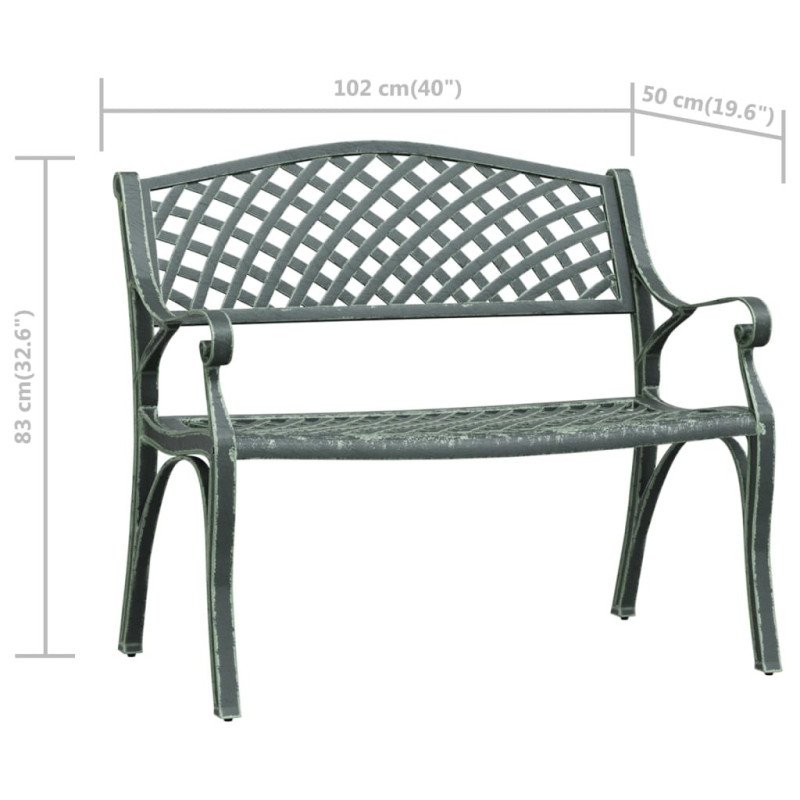 vidaXL Záhradná lavička 102 cm odlievaný hliník zelená