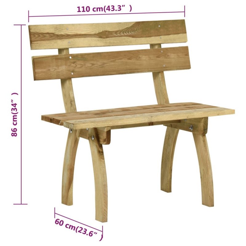 vidaXL Záhradná lavička 110 cm impregnované borovicové drevo