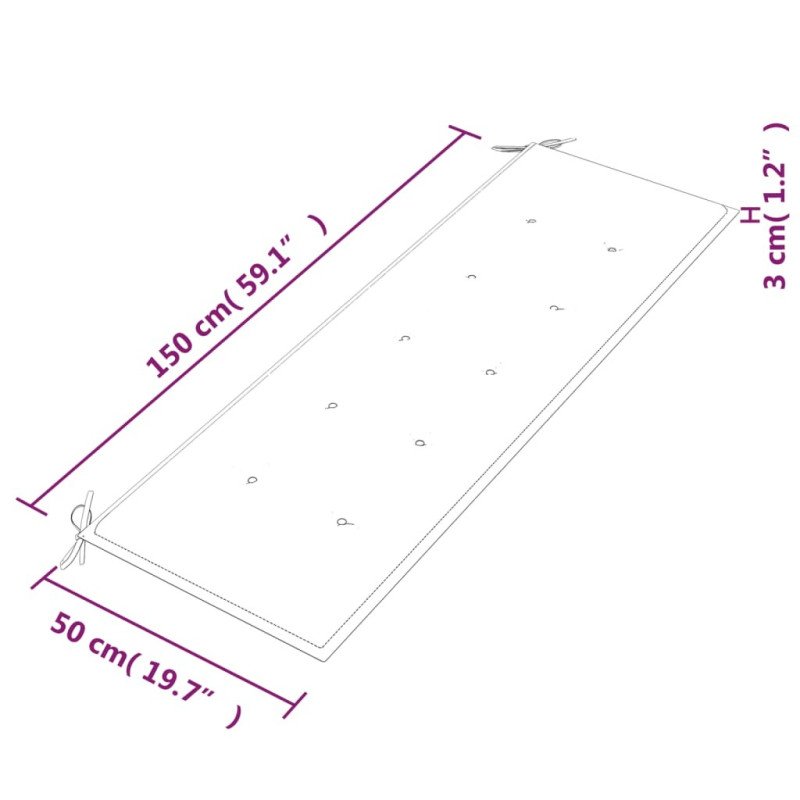 vidaXL Lavička Batavia so sivohnedou podložkou 150 cm tíkový masív