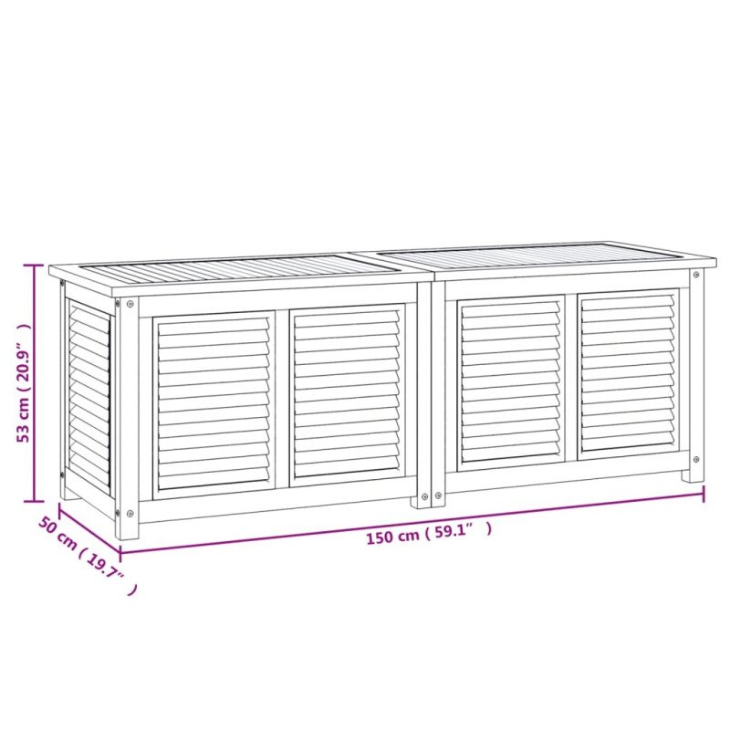 vidaXL Záhradný úložný box s vreckom 150x50x53 cm masívny teak