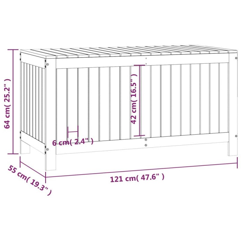 vidaXL Záhradný úložný box 121x55x64 cm masívna borovica