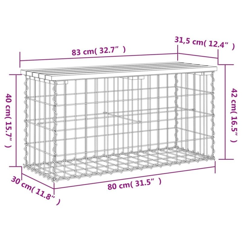 vidaXL Záhradná lavica gabiónový dizajn 83x31,5x42 cm masívny douglas