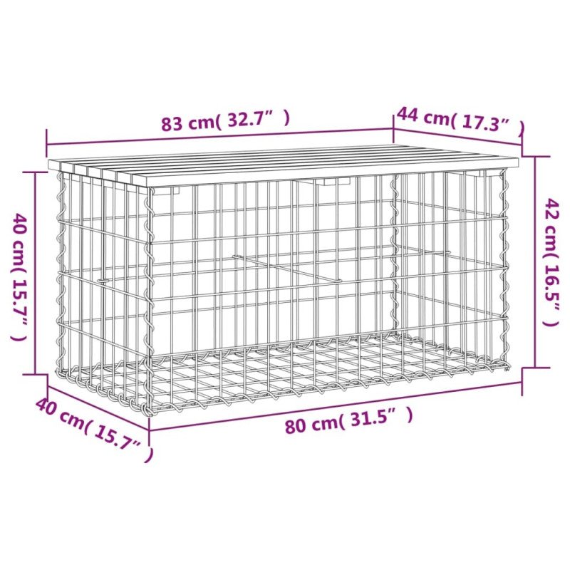 vidaXL Záhradná lavica gabiónový dizajn 83x44x42 cm masívny douglas