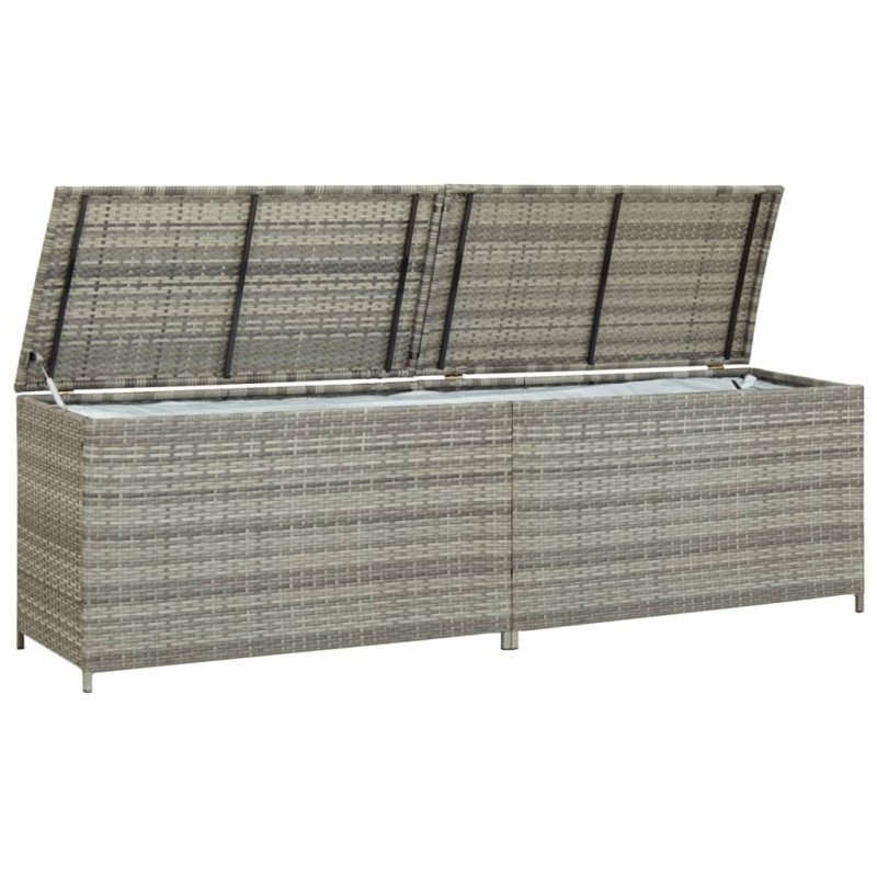 vidaXL Záhradný úložný box sivý 200x50x60 cm polyratanový