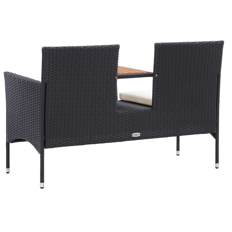 vidaXL 2-miestna záhradná lavica s čajovým stolíkom 143 cm polyratan čierna