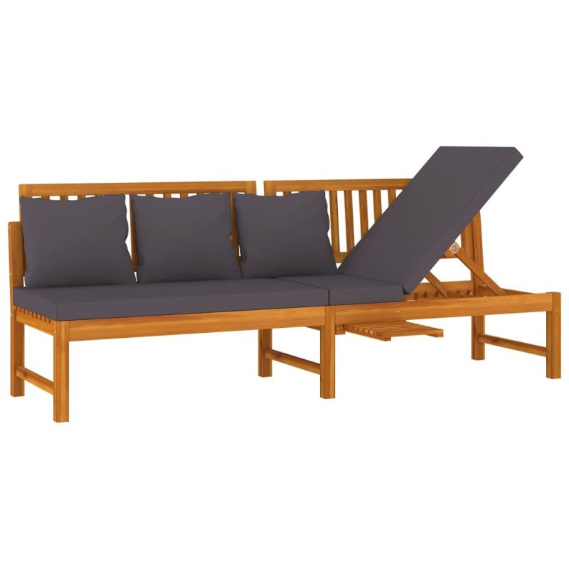 vidaxL Denná posteľ so sivým vankúšom 200x60x75 cm akáciový masív 