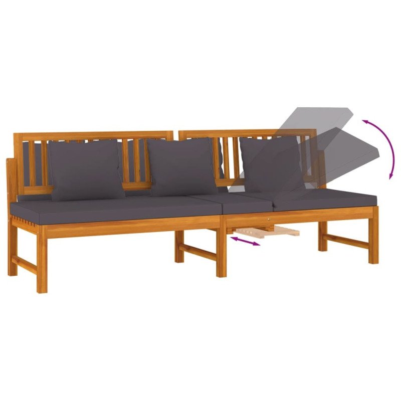 vidaxL Denná posteľ so sivým vankúšom 200x60x75 cm akáciový masív 