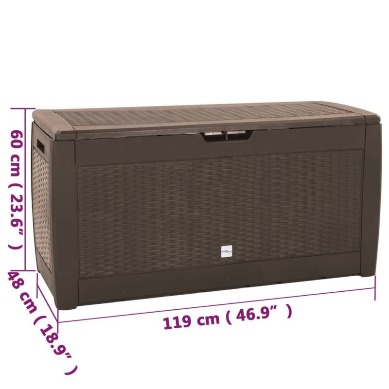 vidaXL Záhradný úložný box hnedý 119x48x60 cm polypropylénový