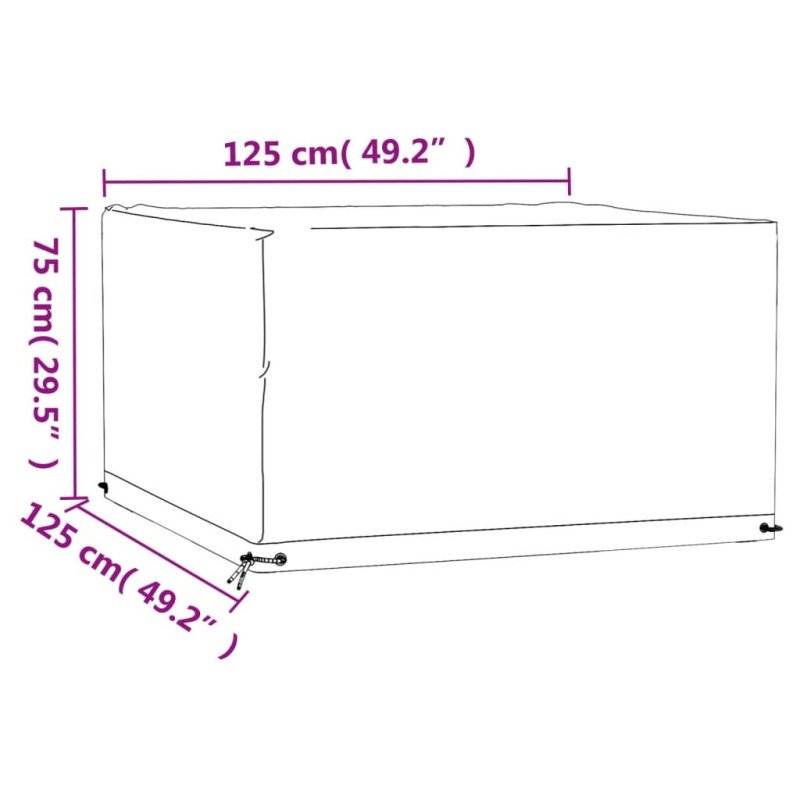 vidaXL Obal na záhradný nábytok 8 očiek 125x125x75 cm štvorcový