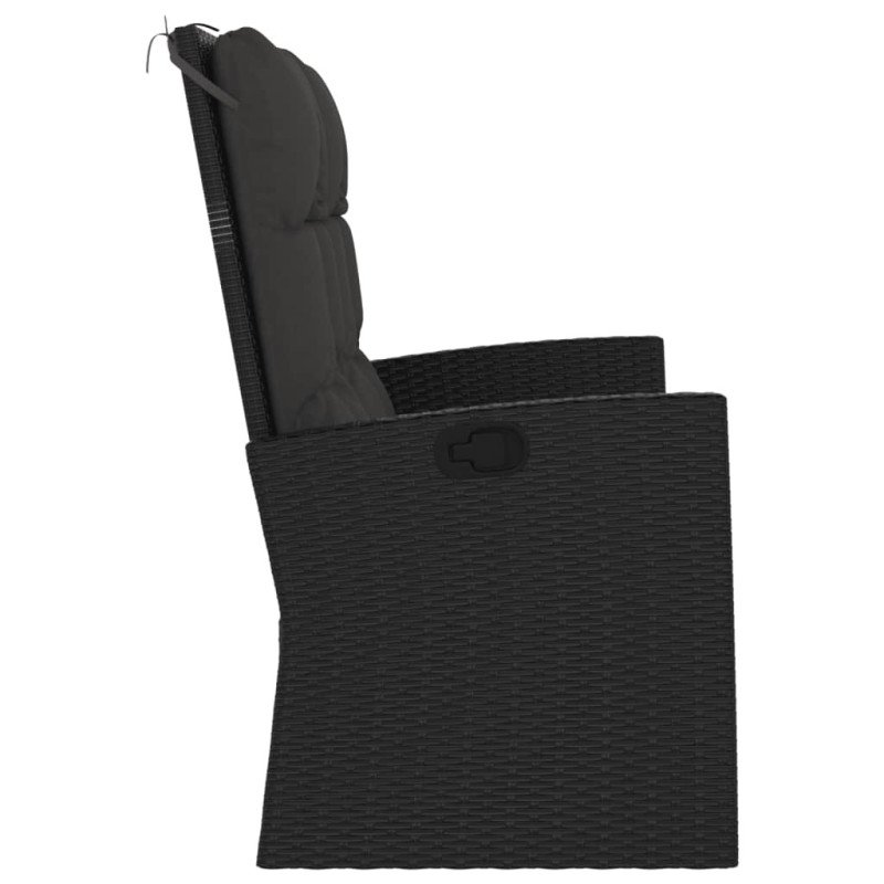 vidaXL Sklápacia záhradná lavička s vankúšmi čierna 118 cm polyratan