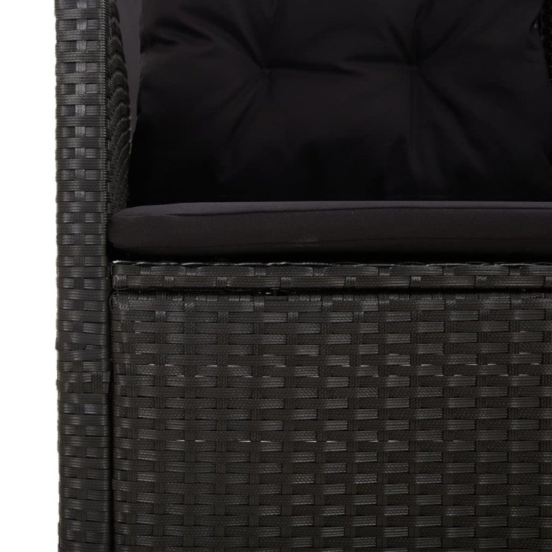 vidaXL Sklápacia záhradná lavička s vankúšmi čierna 118 cm polyratan