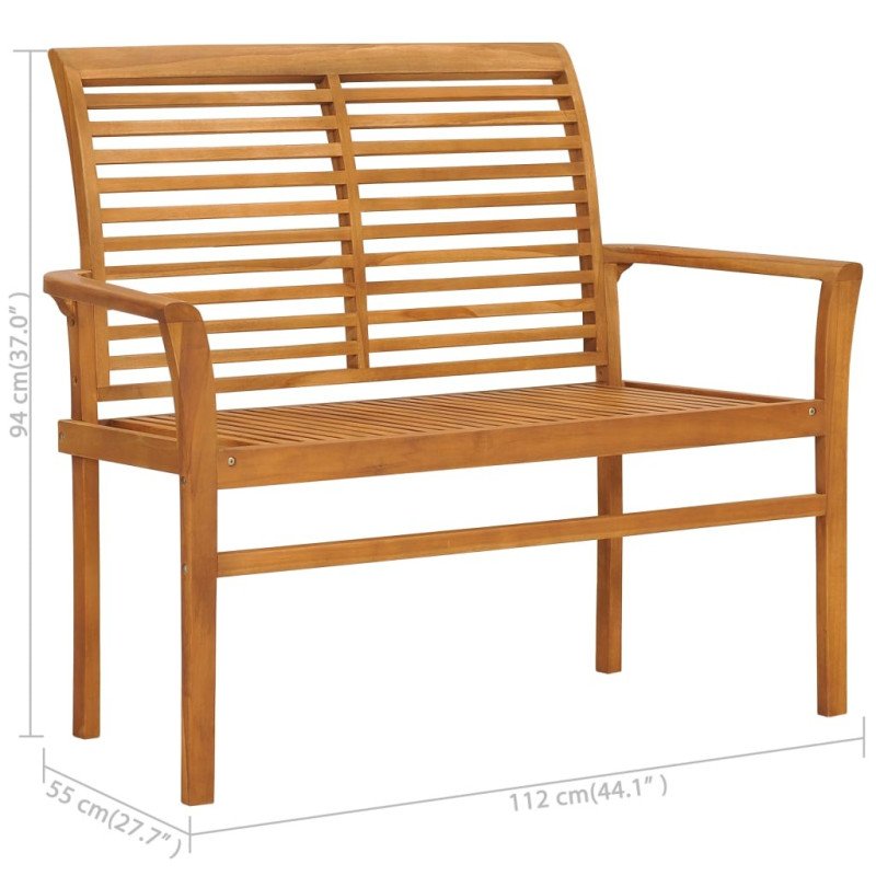 vidaXL Záhradná lavička a sivohnedá podložka 112 cm teakový masív