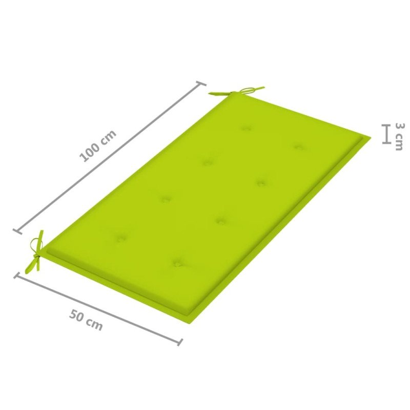 vidaXL Záhradná lavička a bledozelená podložka 112 cm teakový masív