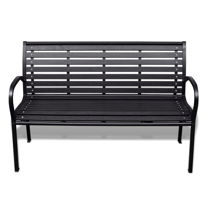 vidaXL Záhradná lavička 125 cm, oceľ a WPC, čierna