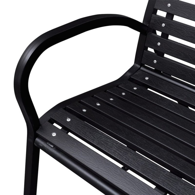 vidaXL Záhradná lavička 125 cm, oceľ a WPC, čierna