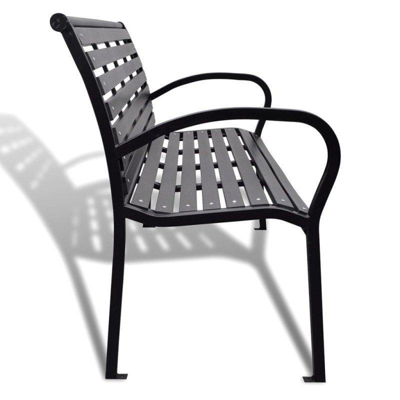 vidaXL Záhradná lavička 125 cm, oceľ a WPC, čierna