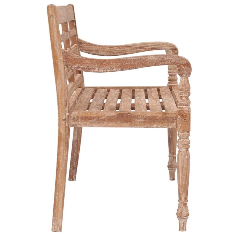 vidaXL Lavička Batavia s bielou ošúchanou úpravou 120 cm tíkový masív