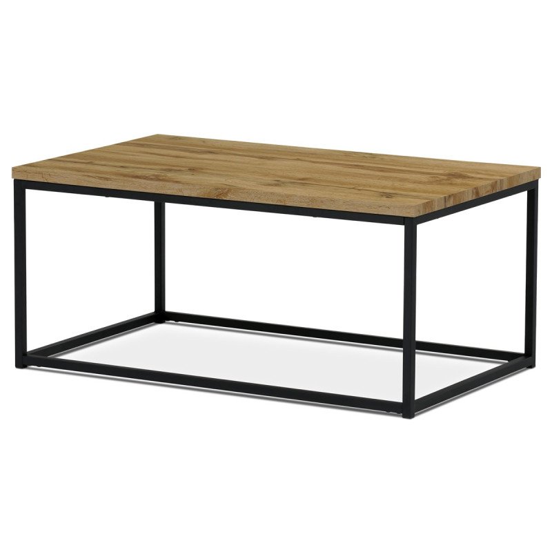 Autronic - Konferenční stolek 100x60x45 cm, deska MDF dekor divoký dub, černý kov - AHG-267 OAK