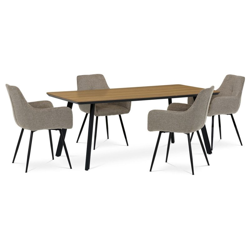 Autronic - Jídelní stůl, 180x90x76 cm, MDF deska s dýhou odstín dub, kovové nohy, černý lak - HT-533 OAK