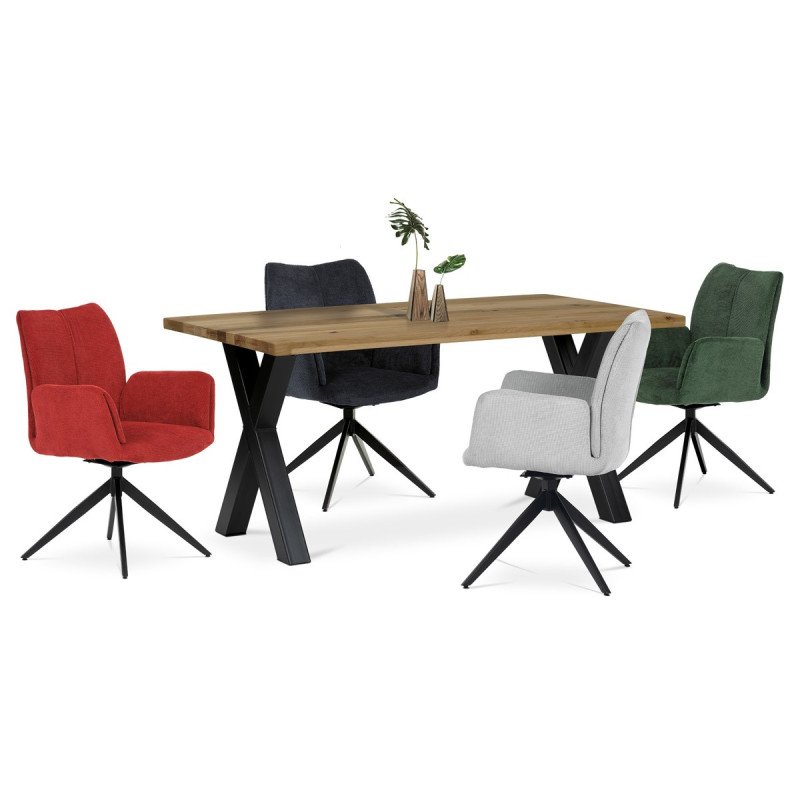 Autronic - Stůl jídelní, 160x90x75 cm, masiv dub, kovové podnoží ve tvaru písmene "X" , černý lak - DS-X160 DUB