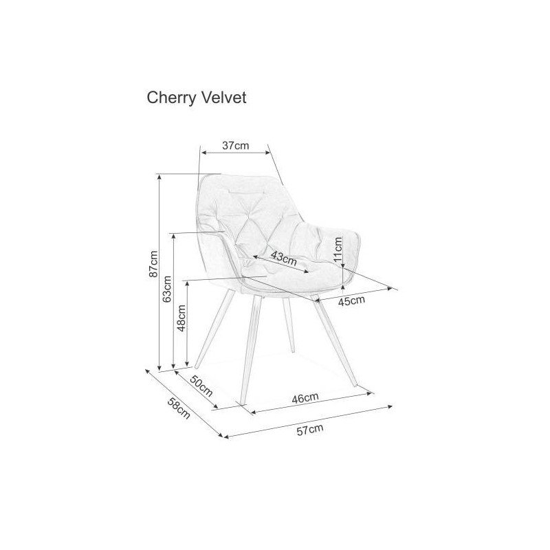 Jedálenská stolička CHERRY VELVET - čierny mat/čierna bluvel 19