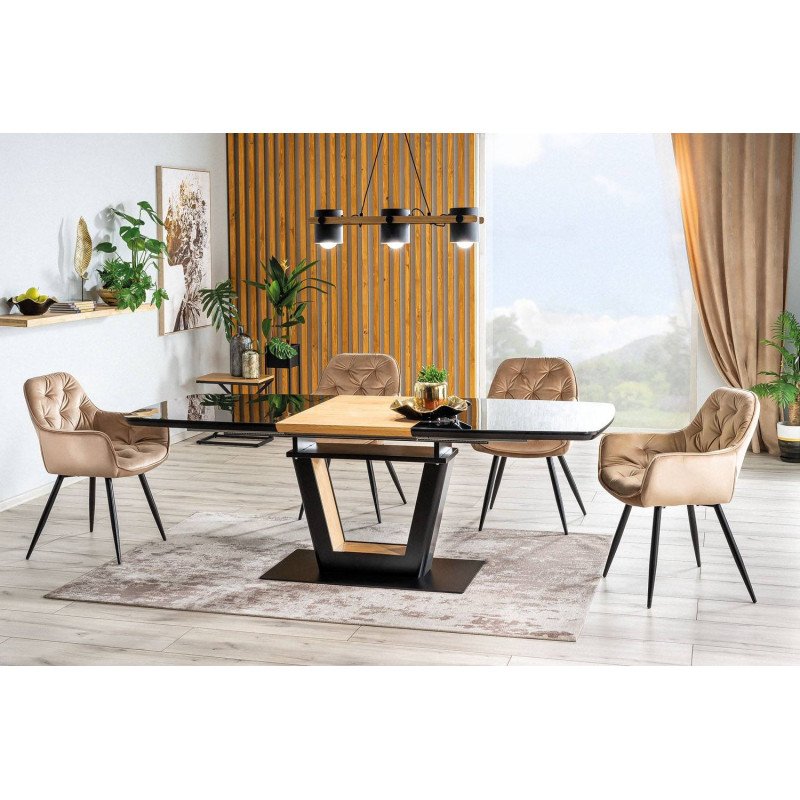 Jedálenská stolička CHERRY VELVET - čierny mat/čierna bluvel 19