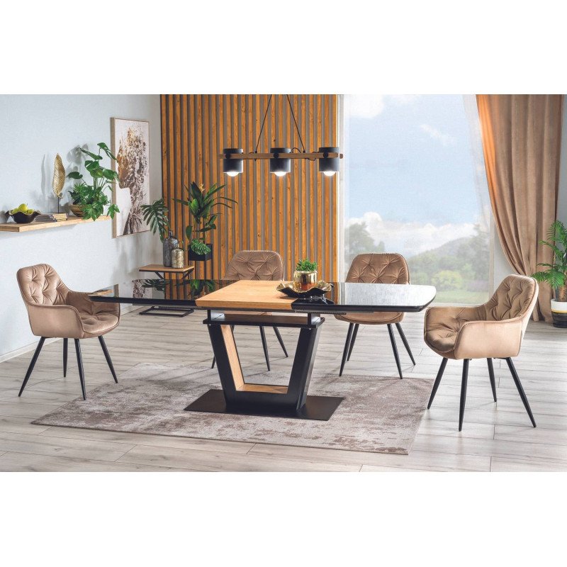 Jedálenská stolička CHERRY VELVET - čierny mat/čierna bluvel 19